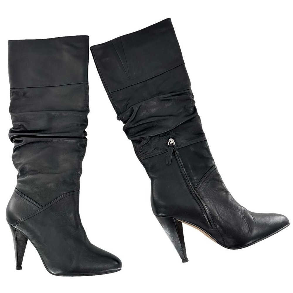 ALIAS MAE Black Leather Heeled Tall Boots Size 38